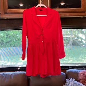 Red Romper w/ Pearl Details